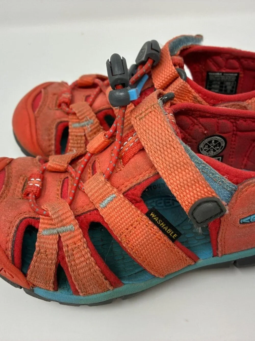 KEEN Kids Sandals Size 8 Orange Teal Closed Toe Water Hiking Sport Shoes